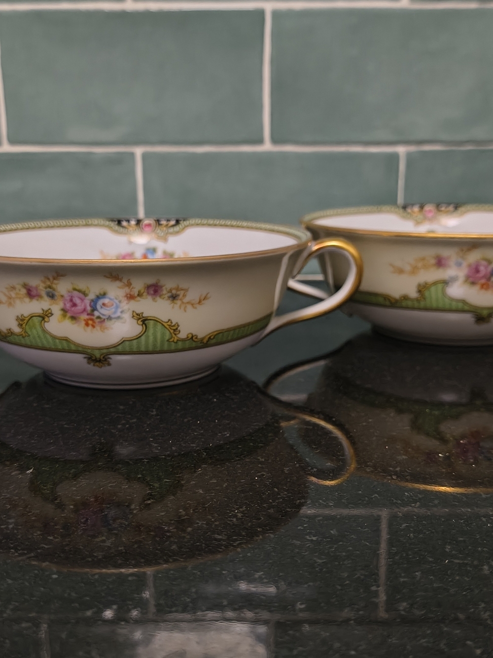 Set of 2 Vintage Noritake Floreal Collection Flat Cream Soup Bowls